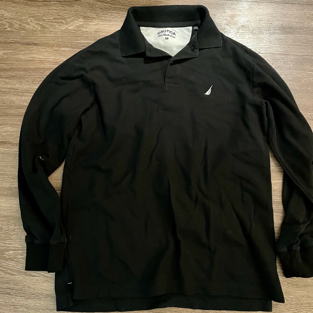 Nautica long sleeve polo shirt - black